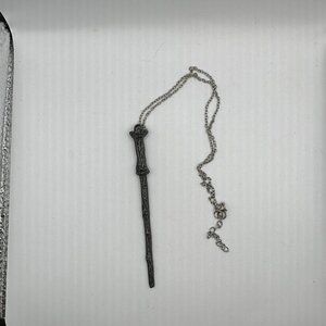 Wand Wizard Witch Fairy Silver Wooden Harry Potter Look Necklace
